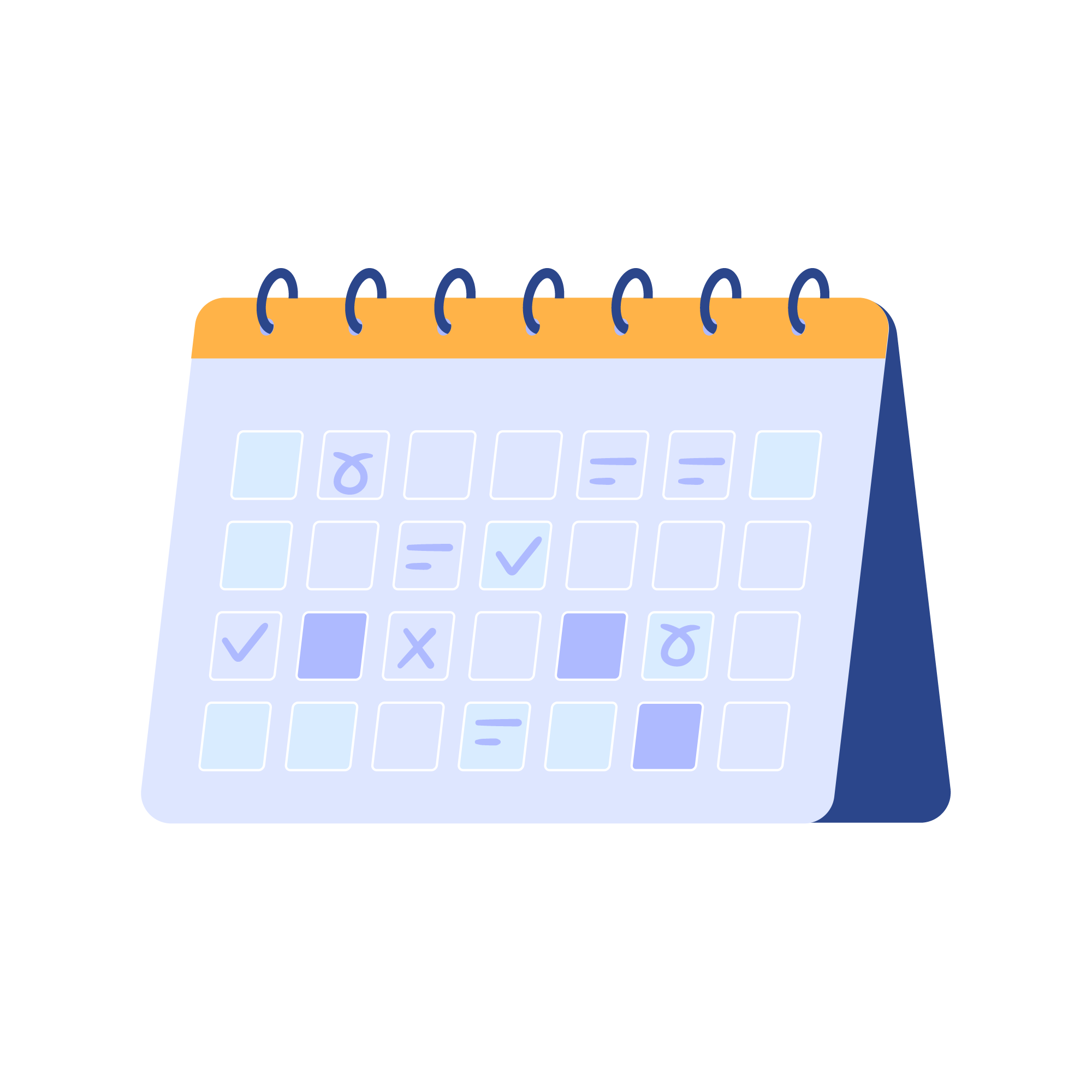 Calendar illustration showing organized academic events